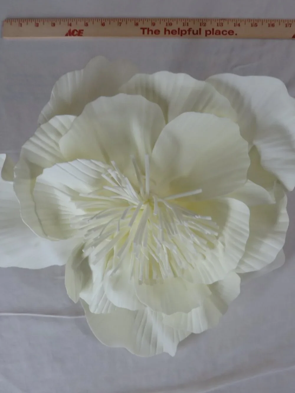 Oversized Cream Paper Flower Headpiece – Statement Floral Fascinator, Costume